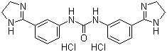 结构式 CAS# 5318-76-3, 二盐酸双咪苯脲; 双咪苯脲二盐酸盐; 1,3-双[3-(4,5-二氢-1H-咪唑-2-基)苯基]脲二盐酸盐
