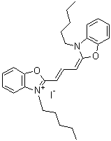 structure of CAS# 53213-81-3, 3,3'-Dipentyloxacarbocyanine iodide