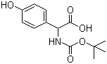 structure of CAS# 53249-34-6, N-Boc-4-Hydroxyphenyl-DL-glycine;2-(Boc-amino)-2-(4'-hydroxyphenyl)acetic acid