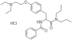 structure of CAS# 53567-47-8, Tiropramide hydrochloride;N-[2-[4-(2-Diethylaminoethoxy)phenyl]-1-(dipropylcarbamoyl)ethyl]benzamide hydrochloride