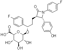 structure of CAS# 536709-33-8, (1S)-1-(4-Fluorophenyl)-3-[(2S,3R)-1-(4-fluorophenyl)-2-(4-hydroxyphenyl)-4-oxo-3-azetidinyl]propyl beta-D-glucopyranosiduronic acid;SCH 488128; Ezetimibe hydroxy glucuronide