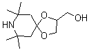 structure of CAS# 53825-32-4, 7,7,9,9-Tetramethyl-1,4-dioxa-8-azaspiro[4.5]decane-2-methanol;2-(Hydroxymethyl)-7,7,9,9-tetramethyl-1,4-dioxa-8-azaspiro[4.5]decane; 1,4-Dioxa-2-(hydroxymethyl)-7,7,9,9-tetramethyl-8-azaspiro[4.5]decane; 8-Aza-2-(hydroxymethyl)-7,7,9,9-tetramethyl-1,4-dioxaspiro[4.5]decane; Triacetoneamine glycerol ketal