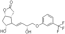结构式 CAS# 53872-60-9, (+)-(3aR,4R,5r,6aS)-六氢-5-羟基-4-[(1E,3R)-3-羟基-4-(3-三氟甲基)苯氧基-1-丁烯基]-2H-环戊并[b]呋喃-2-酮