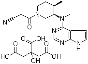 structure of CAS# 540737-29-9, Tofacitinib citrate;(3R,4R)-1-(Cyanoacetyl)-4-methyl-N-methyl-N-1H-pyrrolo[2,3-d]pyrimidin-4-yl-3-piperidinamine 2-hydroxy-1,2,3-propanetricarboxylate; CP 690500-10; CP 690550-10; (3R,4R)-4-Methyl-3-(methyl-7H-pyrrolo[2,3-d]pyrimidin-4-ylamino)-beta-oxo-1-piperidinepropanenitrile 2-Hydroxy-1,2,3-propanetricarboxylate