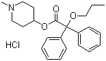 结构式 CAS# 54556-98-8, 盐酸丙哌维林; 1-甲基-4-哌啶基二苯基丙氧乙酸酯盐酸盐