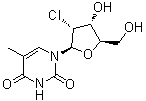 structure of CAS# 54898-34-9, 2'-Chloro-2'-deoxy-5-methyluridine;2'-Chloro-2'-deoxythymidine; 2'-Deoxy-2'-chloro-5-methyluridine; NSC 529514