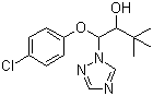 结构式 CAS# 55219-65-3, 三唑醇; 1-(4-氯苯氧基)-1-(1H-1,2,4-三唑-1-基)-3,3-二甲基-丁-2-醇