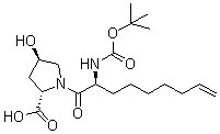 结构式 CAS# 552335-47-4, (4R)-1-[(2S)-2-[[叔丁氧羰基]氨基]-1-氧代-8-壬烯基]-4-羟基-L-脯氨酸
