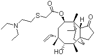 structure of CAS# 55297-95-5, Tiamulin;(1S,2R,3S,4S,6R,7S,14R)-6-[(2-Diethylaminoethylthio)acetoxy]-3-hydroxy-2,4,7,14-tetramethyl-4-vinyltricyclo[5,4,3,01.8]tetradecan-9-one