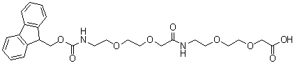 structure of CAS# 560088-89-3, 10-Oxo-5,8,14,17-tetraoxa-2,11-diazanonadecanedioic acid 1-(9H-fluoren-9-ylmethyl) ester