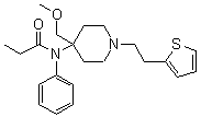 structure of CAS# 56030-54-7, Sufentanil;N-[4-(Methoxymethyl)-1-[2-(thiophen-2-yl)ethyl]piperidin-4-yl]-N-phenylpropionamide; R 30730; Sufentanyl