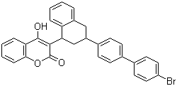 结构式 CAS# 56073-10-0, 溴鼠灵; 溴鼠隆; 溴联苯杀鼠萘; 3-[3-(4-溴联苯基-4)-1,2,3,4-四氢萘-1-基]-4-羟基香豆素