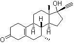 结构式 CAS# 5630-53-5, 替勃龙; 17-羟基-7alpha-甲基-19-去甲孕甾-5(10)-烯-20-炔-3-酮