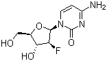 结构式 CAS# 56632-83-8, 4-氨基-1-(2-脱氧-2-氟-beta-D-阿拉伯呋喃基)-2(1H)-嘧啶酮