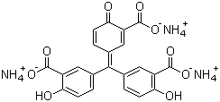 structure of CAS# 569-58-4, Aluminon;C.I. 43810; Aurintricarboxylic acid triammonium salt; Triammonium 5,5'-(3-carboxylato-4-oxocyclohexa-2,5-dienylidenemethylene)disalicylate