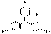 structure of CAS# 569-61-9, Basic Red 9;C.I. 42500; Pararosaniline chloride; Basic Fuchsin; 4,4'-(4-Iminocyclohexa-2,5-dienylidenemethylene)dianiline hydrochloride