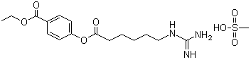 结构式 CAS# 56974-61-9, 甲磺酸加贝酯; 4-(6-胍基己酰氧基)苯甲酸乙酯甲磺酸盐