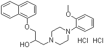结构式 CAS# 57149-07-2, 盐酸萘哌地尔; 1-(2-甲氧基)-4-[3-(1-萘氧基)-2-羟丙基]-哌嗪盐酸盐; 1-[4-(2-甲氧苯基)-哌嗪]-3-(1-萘氧基)-2-丙醇盐酸盐