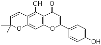 结构式 CAS# 57498-96-1, Carpachromene; 5-羟基-8-(4-羟基苯基)-2,2-二甲基-2H,6H-苯并[1,2-b:5,4-b']二吡喃-6-酮