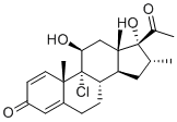 structure of CAS# 57780-86-6, Mometasone EP Impurity M;(8S,9R,10S,11S,13S,14S,16R,17R)-17-acetyl-9-chloro-11,17-dihydroxy-10,13,16-trimethyl-6,7,8,11,12,14,15,16-octahydrocyclopenta[a]phenanthren-3-one