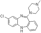 structure of CAS# 5786-21-0, Clozaril;Clozapine; Fazaclo; HF 1854; Iprox; Klozapol; Leponex; 8-Chloro-11-(4-methyl-1-piperazinyl)-5H-dibenzo[b,e][1,4]diazepine