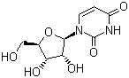 structure of CAS# 58-96-8, Uridine;1-[(2R,3R,4S,5R)-3,4-dihydroxy-5-(hydroxymethyl)oxolan-2-yl]pyrimidine-2,4-dione