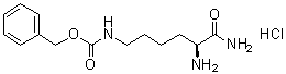 structure of CAS# 58117-53-6, N6-Carbobenzoxy-L-lysinamide monohydrochloride;(S)-(5,6-Diamino-6-oxohexyl)carbamic acid phenylmethyl ester monohydrochloride