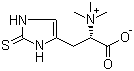 结构式 CAS# 58511-63-0, L-(+)-麦角硫因; (S)-alpha-羧基-N,N,N-三甲基-2-巯基-1H-咪唑-4-乙铵 内盐