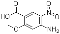 结构式 CAS# 59338-84-0, 2-甲氧基-4-氨基-5-硝基苯甲酸