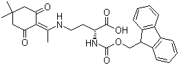结构式 CAS# 596797-14-7, (2R)-4-[[1-(4,4-二甲基-2,6-二氧代环己亚基)乙基]氨基]-2-[[(9H-芴-9-基甲氧基)羰基]氨基]丁酸