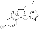 structure of CAS# 60207-90-1, Propiconazole;CGA-64250; 1-(2-(2',4'-Dichlorophenyl)-4-propyl-1,3-dioxolan-2-yl-methyl)-1H-1,2,4-triazole