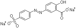 structure of CAS# 6054-99-5, Mordant Yellow 10;5-(4-Sulfophenylazo)salicylic acid disodium salt; C.I. 14010