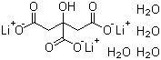 structure of CAS# 6080-58-6, Trilithium citrate tetrahydrate;2-Hydroxy-1,2,3-propanetricarboxylic acid lithium salt hydrate