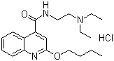 structure of CAS# 61-12-1, Dibucaine hydrochloride ;2-Butoxy-N-[2-(diethylamino)ethyl]-4-quinolinecarboxamide monohydrochloride; 2-Butoxy-N-(2-diethylaminoethyl)cinchoninamide hydrochloride