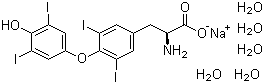 structure of CAS# 6106-07-6, Sodium levothyroxine pentahydrate;O-(4-Hydroxy-3,5-diiodophenyl)-3,5-diiodo-L-tyrosine monosodium salt pentahydrate; 3',3,5',5-Tetraiodo-L-thyronine sodium salt pentahydrate