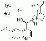 structure of CAS# 6119-47-7, Quinine hydrochloride dihydrate;(R)-(5-Ethenyl-1-azabicyclo[2.2.2]octan-7-yl)-(6-methoxyquinolin-4-yl)methanol dihydrate hydrochloride