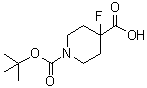 结构式 CAS# 614731-04-3, 1-(叔丁氧羰基)-4-氟哌啶-4-羧酸
