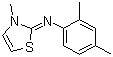 structure of CAS# 61676-87-7, Cymiazole;2,4-Dimethyl-N-(3-methyl-2(3H)-thiazolylidene)benzenamine; N-(3-Methyl-3H-thiazol-2-ylidene)-2,5-xylidine