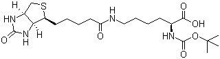structure of CAS# 62062-43-5, N-Boc-N'-Biotinyl-L-lysine;Boc-Lys(biotinyl)-OH; N-alpha-Boc-biocytin