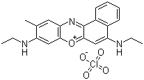 structure of CAS# 62669-60-7, Oxazine 170 perchlorate;5,9-Bis(ethylamino)-10-methylbenzo[a]phenoxazin-7-ium perchlorate