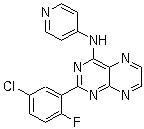 结构式 CAS# 627536-09-8, SCI 208; 2-(5-氯-2-氟苯基)-N-4-吡啶基-4-蝶啶胺