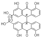 structure of CAS# 641-12-3, Sennidin A;1',1,8',8-Tetrahydroxy-10,10'-dihydroanthrone-3,3'-dicarboxylic acid