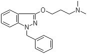 structure of CAS# 642-72-8, Benzydamine;1-Benzyl-3-[3-(dimethylamino)propoxy]-1H-indazole; [3-(1-Benzyl-1H-indazol-3-yloxy)propyl]dimethylamine