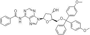 结构式 CAS# 64325-78-6, N6-苯甲酰基-5'-O-(4,4'-二甲氧基三苯基)-2'-脱氧腺苷; N6-苯甲酰基-5'-O-(4,4'-二甲氧基三苯基)-2'-脱氧腺甙