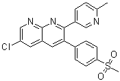结构式 CAS# 646459-41-8, 6-氯-2-(6-甲基-3-吡啶基)-3-[4-(甲基磺酰基)苯基]-1,8-萘啶