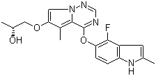 structure of CAS# 649735-46-6, Brivanib;Tyrosine Kinase Inhibitor; 1-[[4-[(4-Fluoro-2-methyl-1H-indol-5-yl)oxy]-5-methylpyrrolo[2,1-f][1,2,4]triazin-6-yl]oxy]-2-propanol