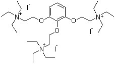 结构式 CAS# 65-29-2, 加拉碘铵; 三碘季铵酚; 2-[2,6-双(2-三乙基铵乙氧基)苯氧基]乙基三乙基铵三碘化物