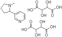 结构式 CAS# 65-31-6, L-酒石酸烟碱盐; (-)-尼古丁二酒石酸盐; 3-[(2S)-1-甲基吡咯烷-2-基]吡啶二酒石酸盐