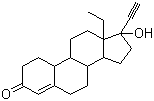structure of CAS# 6533-00-2, Norgestrel;DL-13b-Ethyl-17a-ethynyl-17b-hydroxygon-4-en-3-one