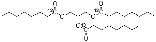 structure of CAS# 65402-55-3, Octanoic-1-<sup>13</sup>C acid 1,2,3-propanetriyl ester